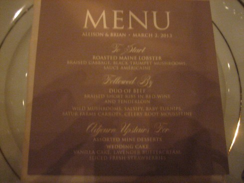 Dinner menu